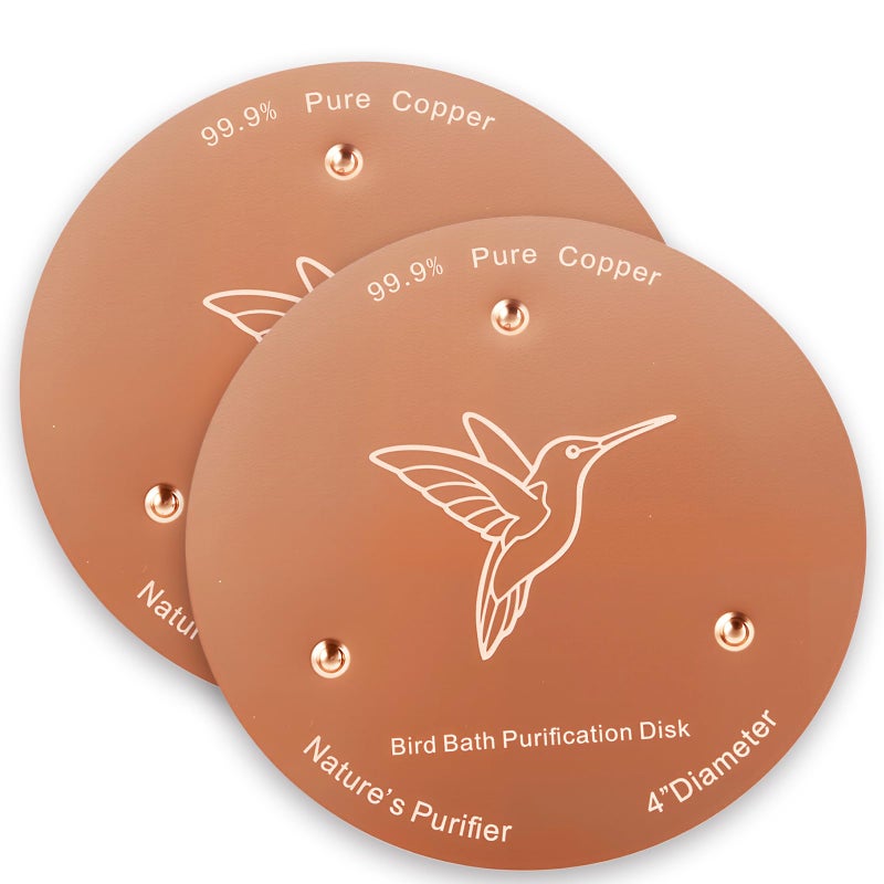 Bessny 2 Pack Bird Bath Copper Discs, 99.9% Pure Copper Cleaner with Triple-Point Support, Reinforced Design for Safe Clean Water, Universal Fit for Outdoor Birdbaths and Bowls, All-Season Use - Image 1