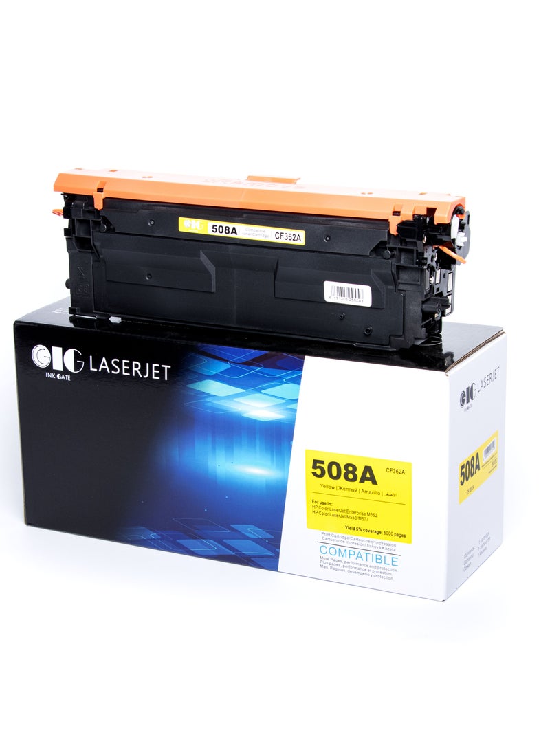 IG Compatible CF362A / 508A Yellow Toner Cartridge – For HP Color LaserJet Enterprise M552, M553, M577 – Up to 5,000 Pages - Image 1