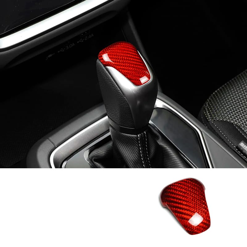 suupar Real Carbon Fiber Gear Shift Knob Cover Trim for Subaru Crosstrek 2024 2025 2026Forester 2025 2026Outback 2025 2026 for Subaru Accessories 2025 2026 RED - Image 1