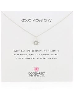 Dogeared Reminders- "Good Vibes Only" Sterling Silver Sun Charm Necklace, 16"+2" Extender  - Image 1