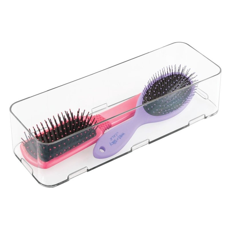 InterDesign iDesign Clarity Bathroom Interlocking Drawer Organizer for Cosmetics, Beauty Products, Hair Accessories - Extra Large, Clear 12-inch x 4-inch x 3-inch - Image 4