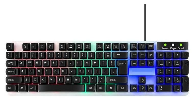 بوينت لوحة مفاتيح للألعاب، اختصارات الوسائط المتعددة، مقاومة للماء، واجهة USB سلكية، إنجليزية وعربية - Point PT-70 - Image 1