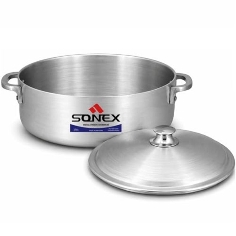 وعاء طهي SONEX Imperial Caldero مقاس 29 سم 7 لتر، وعاء ذو ​​قاعدة عريضة من الألومنيوم الفاخر، مقبض متين مثبت بإحكام، توزيع فائق للحرارة، آمن للاستخدام في غسالة الأطباق، للبرياني والأرز واليخنات والأوعية المقاومة للحرارة - Image 2