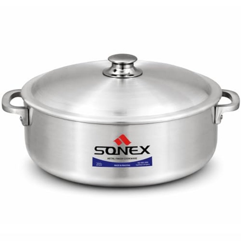 وعاء طهي SONEX Imperial Caldero مقاس 29 سم 7 لتر، وعاء ذو ​​قاعدة عريضة من الألومنيوم الفاخر، مقبض متين مثبت بإحكام، توزيع فائق للحرارة، آمن للاستخدام في غسالة الأطباق، للبرياني والأرز واليخنات والأوعية المقاومة للحرارة - Image 1