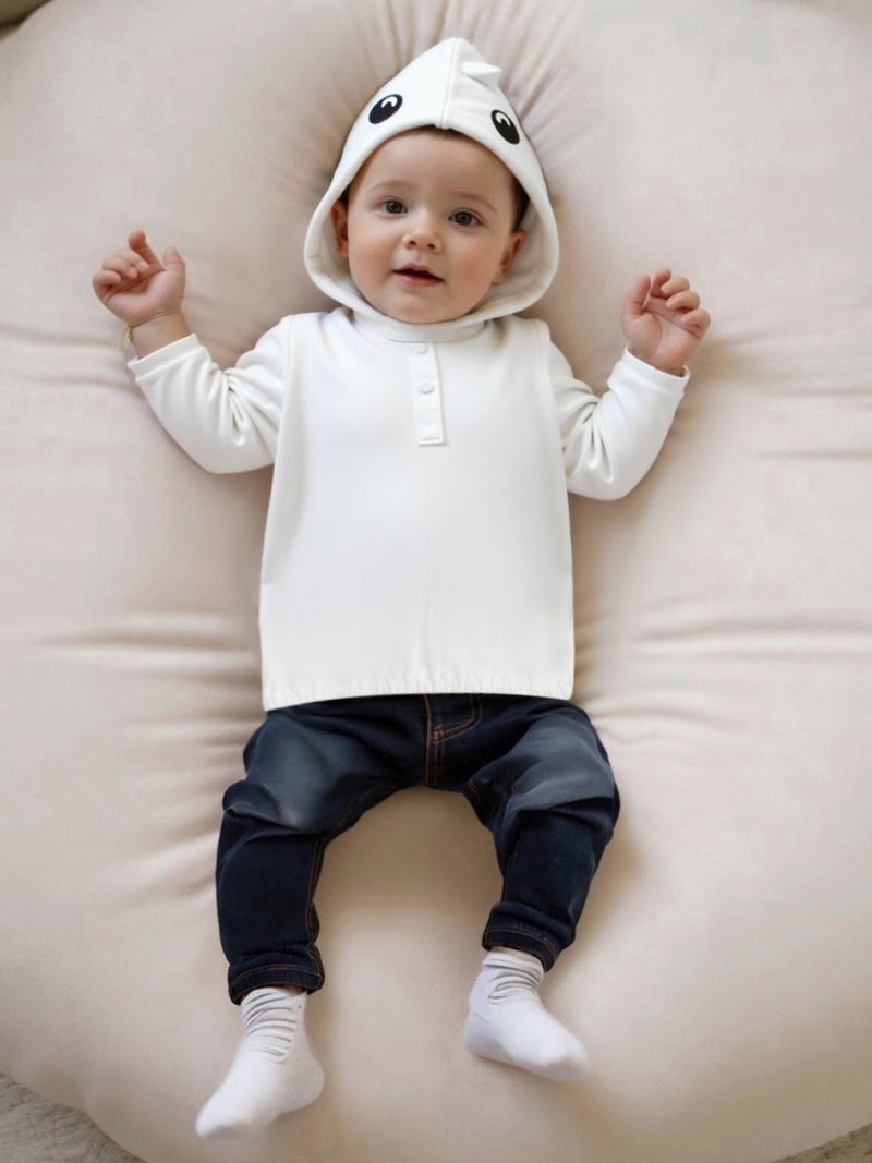 Toddler Baby Halloween Ghost Hoodie Half Button-up Long Sleeve Hooded Tops Casual Fall Clothes - Image 5