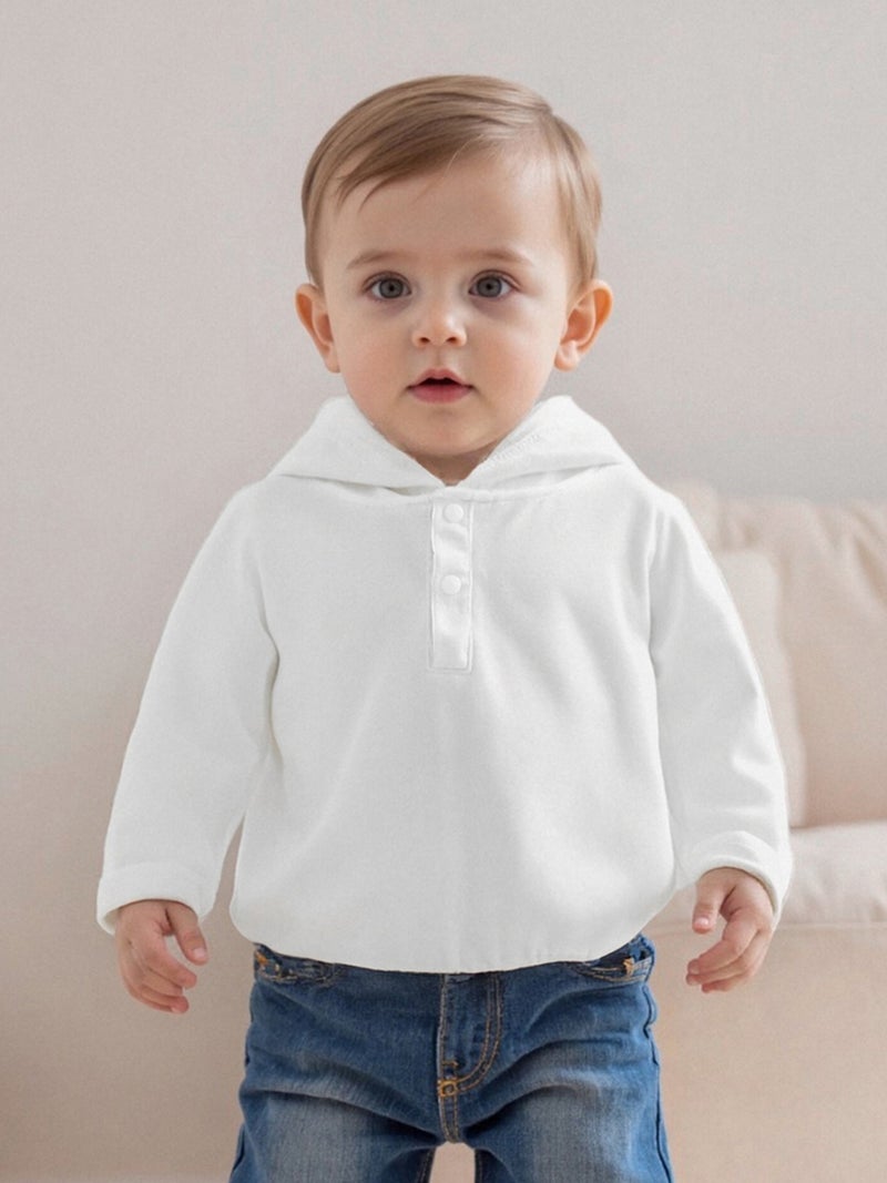 Toddler Baby Halloween Ghost Hoodie Half Button-up Long Sleeve Hooded Tops Casual Fall Clothes - Image 4