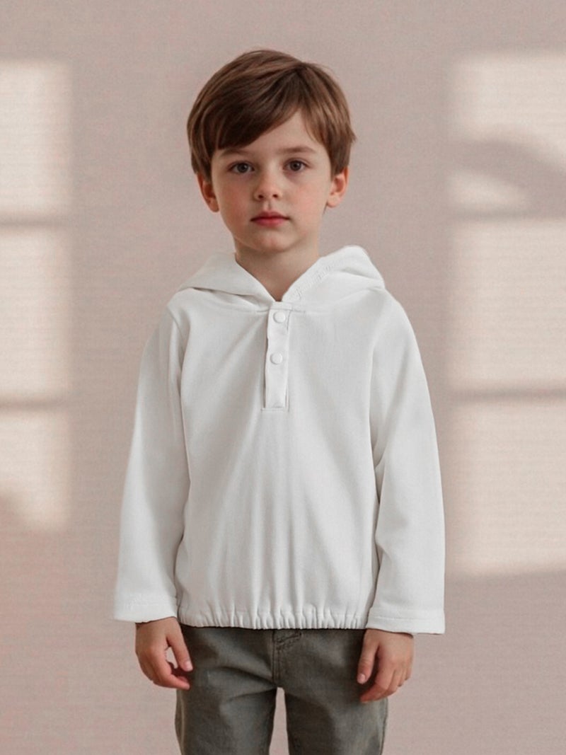 Toddler Baby Halloween Ghost Hoodie Half Button-up Long Sleeve Hooded Tops Casual Fall Clothes - Image 1