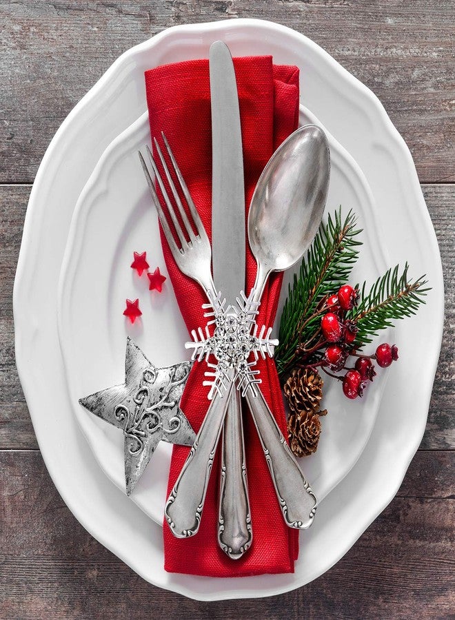 FEPITO 12Pcs Christmas Napkin Rings Set, Trees & Elk Designs, Snowflake Holders for Winter Holiday Dinner Table Decorations, Party Supplies - Image 4