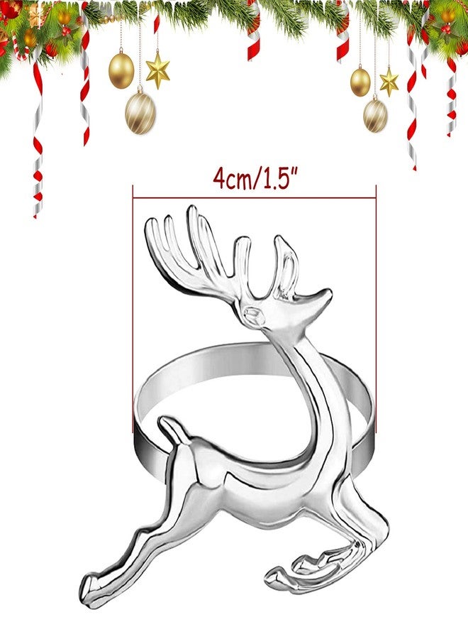 FEPITO 12Pcs Christmas Napkin Rings Set, Trees & Elk Designs, Snowflake Holders for Winter Holiday Dinner Table Decorations, Party Supplies - Image 2