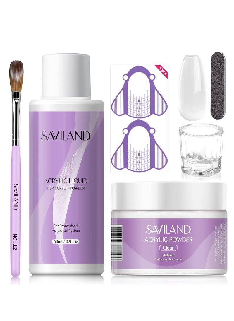 SAVILAND Acrylic Nail Kit – 30g Clear Acrylic Powder & 60ml Acrylic Liquid Set with Nail Brush Nail Forms Tools Extension Nail Kit for Beginners with Everything for Home DIY Salon Nails Application - pzsku/Z3F807FB5DBD70C56EE2AZ/45/_/1716708461/f48406e8-92f6-4e63-b5c6-8b9b9ec408f4