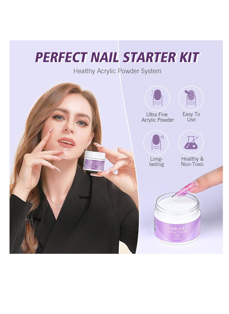 SAVILAND Acrylic Nail Kit – 30g Clear Acrylic Powder & 60ml Acrylic Liquid Set with Nail Brush Nail Forms Tools Extension Nail Kit for Beginners with Everything for Home DIY Salon Nails Application - pzsku/Z3F807FB5DBD70C56EE2AZ/45/_/1716708475/35a9e8d6-ccbb-4fdf-af26-54d49e274c40