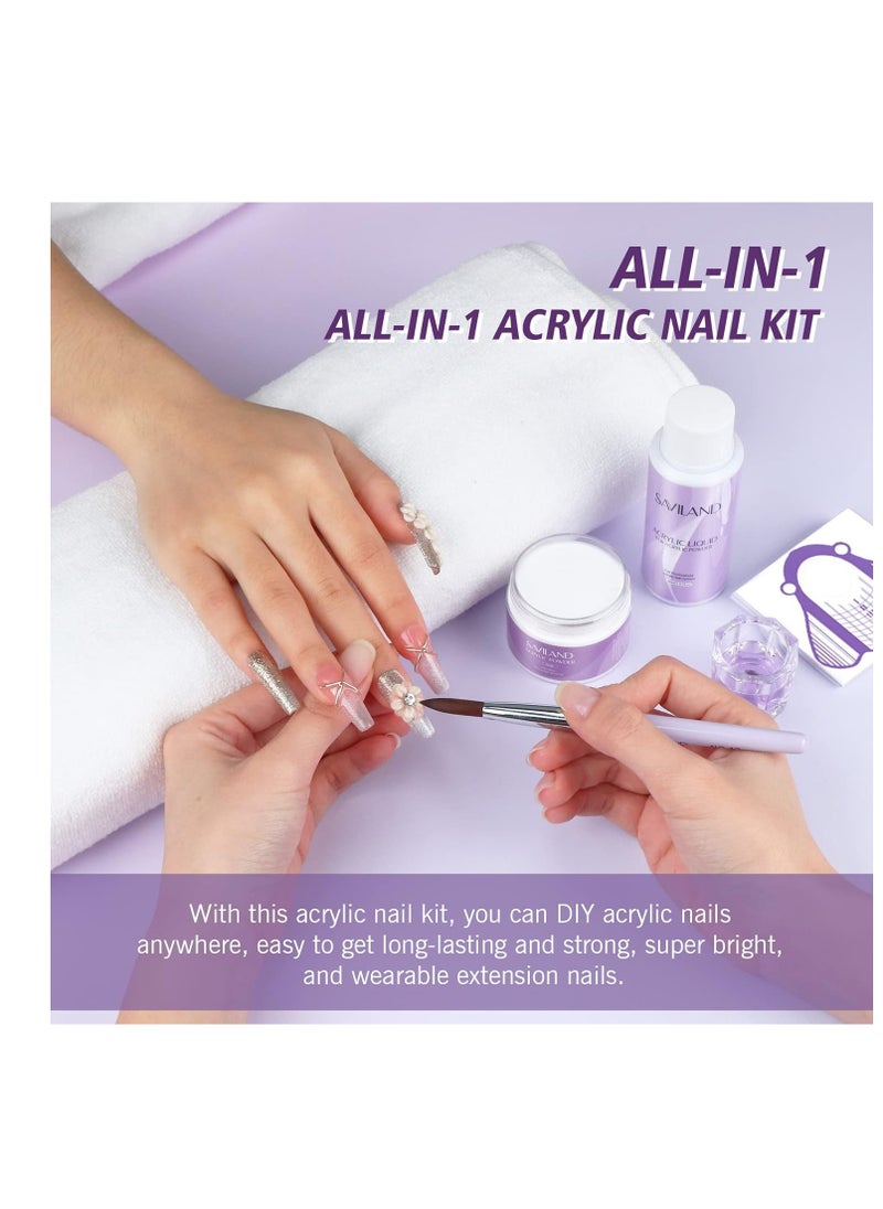 SAVILAND Acrylic Nail Kit – 30g Clear Acrylic Powder & 60ml Acrylic Liquid Set with Nail Brush Nail Forms Tools Extension Nail Kit for Beginners with Everything for Home DIY Salon Nails Application - pzsku/Z3F807FB5DBD70C56EE2AZ/45/_/1716708475/7037201b-233a-4f51-8e08-03da550d3946