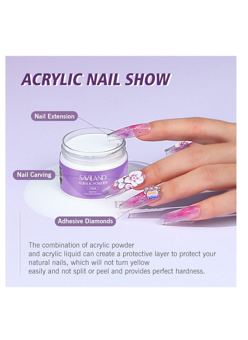 SAVILAND Acrylic Nail Kit – 30g Clear Acrylic Powder & 60ml Acrylic Liquid Set with Nail Brush Nail Forms Tools Extension Nail Kit for Beginners with Everything for Home DIY Salon Nails Application - pzsku/Z3F807FB5DBD70C56EE2AZ/45/_/1716708492/ed71164d-2d0c-431e-8485-e6dc923b53cd