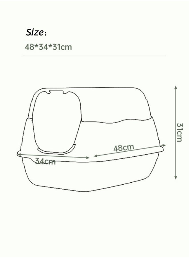 Generic - Semi-Enclosed Sifting Litter Box Anti-Splash with Spoon Kitten Open Top Litter Tray High Sides Cat Litter Box Cat Travel Toilet(Blue) - Image 1