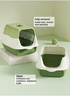Generic Semi-Enclosed Sifting Litter Box Anti-Splash with Spoon Kitten Open Top Litter Tray High Sides Cat Litter Box Cat Travel Toilet(Blue)  - Image 4