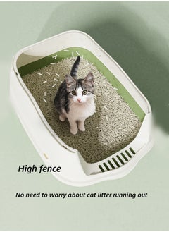 Generic Semi-Enclosed Sifting Litter Box Anti-Splash with Spoon Kitten Open Top Litter Tray High Sides Cat Litter Box Cat Travel Toilet(Blue)  - Image 5