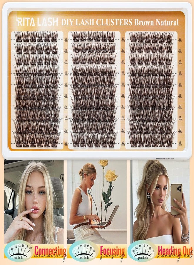 RITALASH Dark Brown Lash Clusters Kit Velure Lash Clusters Clear Band Manga Lashes Clusters Kit D Curl Eyelash Clusters Kit Cluster Eyelash Extension Lash Extension+Lash Bond&Seal,Tweezers(Brown Velure Kit) - Image 4