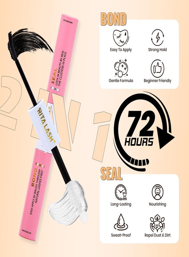RITALASH Dark Brown Lash Clusters Kit Velure Lash Clusters Clear Band Manga Lashes Clusters Kit D Curl Eyelash Clusters Kit Cluster Eyelash Extension Lash Extension+Lash Bond&Seal,Tweezers(Brown Velure Kit) - Image 5