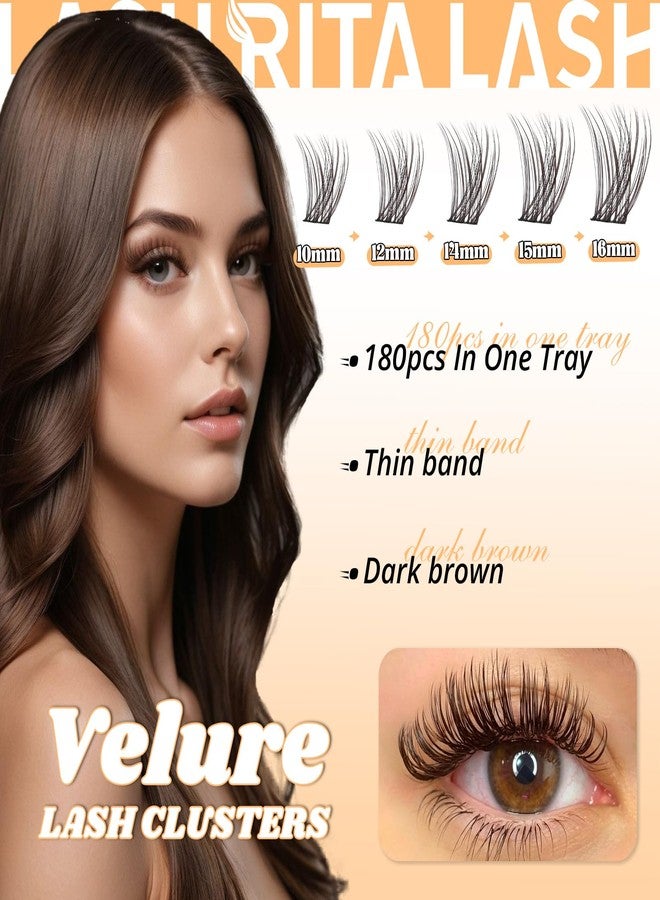 RITALASH Dark Brown Lash Clusters Kit Velure Lash Clusters Clear Band Manga Lashes Clusters Kit D Curl Eyelash Clusters Kit Cluster Eyelash Extension Lash Extension+Lash Bond&Seal,Tweezers(Brown Velure Kit) - Image 3