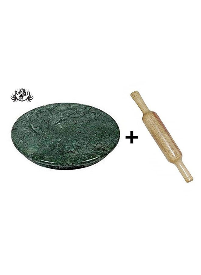 RJ Kitchenware Store Marble Chakla Belan Set - Green Marble Kota Stone Chakla, 10 In Wooden Belan, 12 In Size/Rolling Pin/Roti Maker & Board/Phulka Chapati Maker for Home and Kitchen - Image 5
