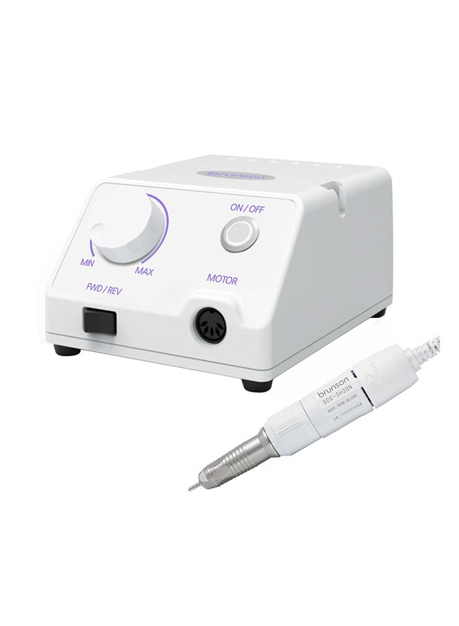 brunson Professional Sterling Pro Master Nail Drill Machine 30000Rpm With White Handpiece