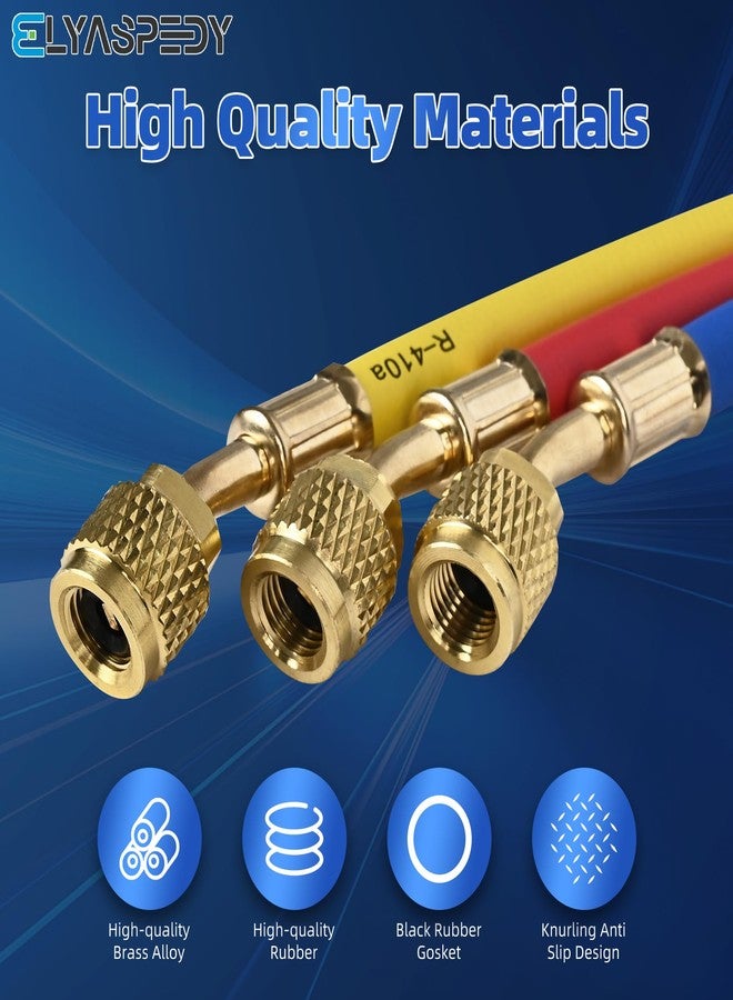 Elyaspedy 2024 Upgrade 22985 Plus II Manifold Hose Set，72",Low Loss,Standard 1/4" FL to 1/4" FL Vacuum Certified Refrigerant Hose,for R410A and All Common Refrigerants- 800 PSI Working Pressure,(Pack of 3) - Image 5