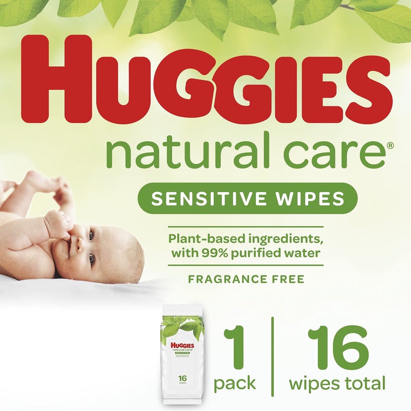 Huggies Natural Care Fragrance Free Baby Wipes 16 Count (6 Pack) - Image 1