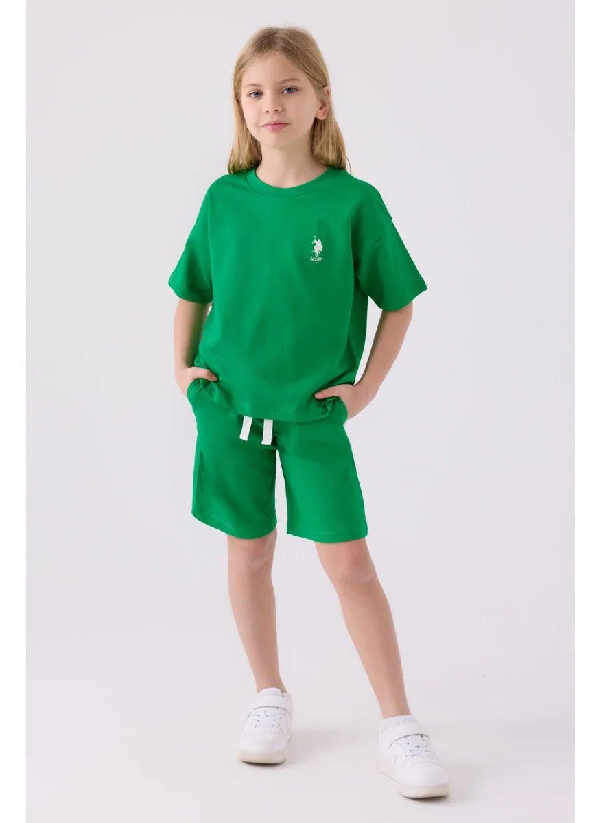 يو اس بولو اسن Girls Apple Green Bermuda Set