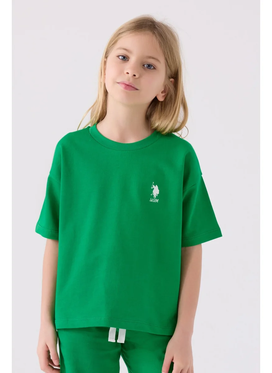 يو اس بولو اسن Girls Apple Green Bermuda Set