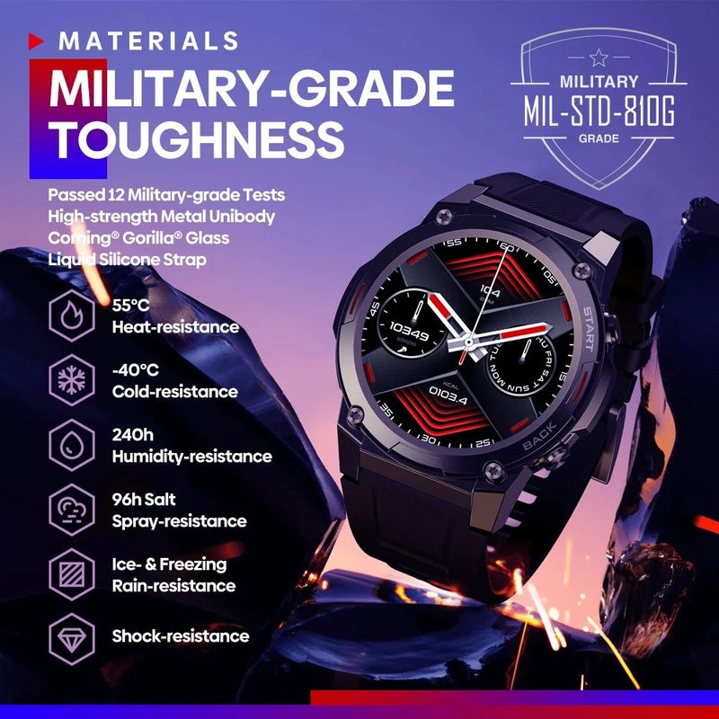 Zeblaze Vibe 7 Pro Military-Grade Smart Watch 1.43-inch HD Amoled Display Wireless Bluetooth Calls, Black - Image 3