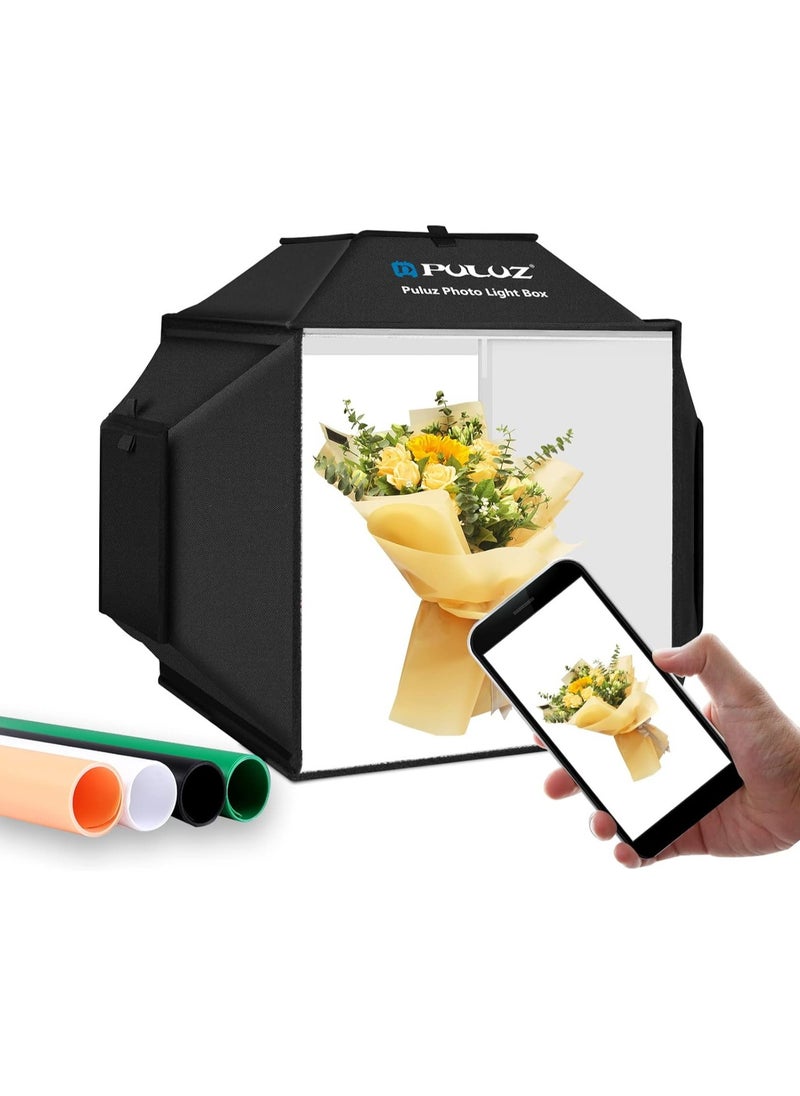 PULUZ - PULUZ Upgraded Photo Studio Soft Light Box Photography 40x40cm 16"x16" Professional product Shooting Tent with 480 LED Light Beads and 4 Colors PVC Backdrops - Image 1