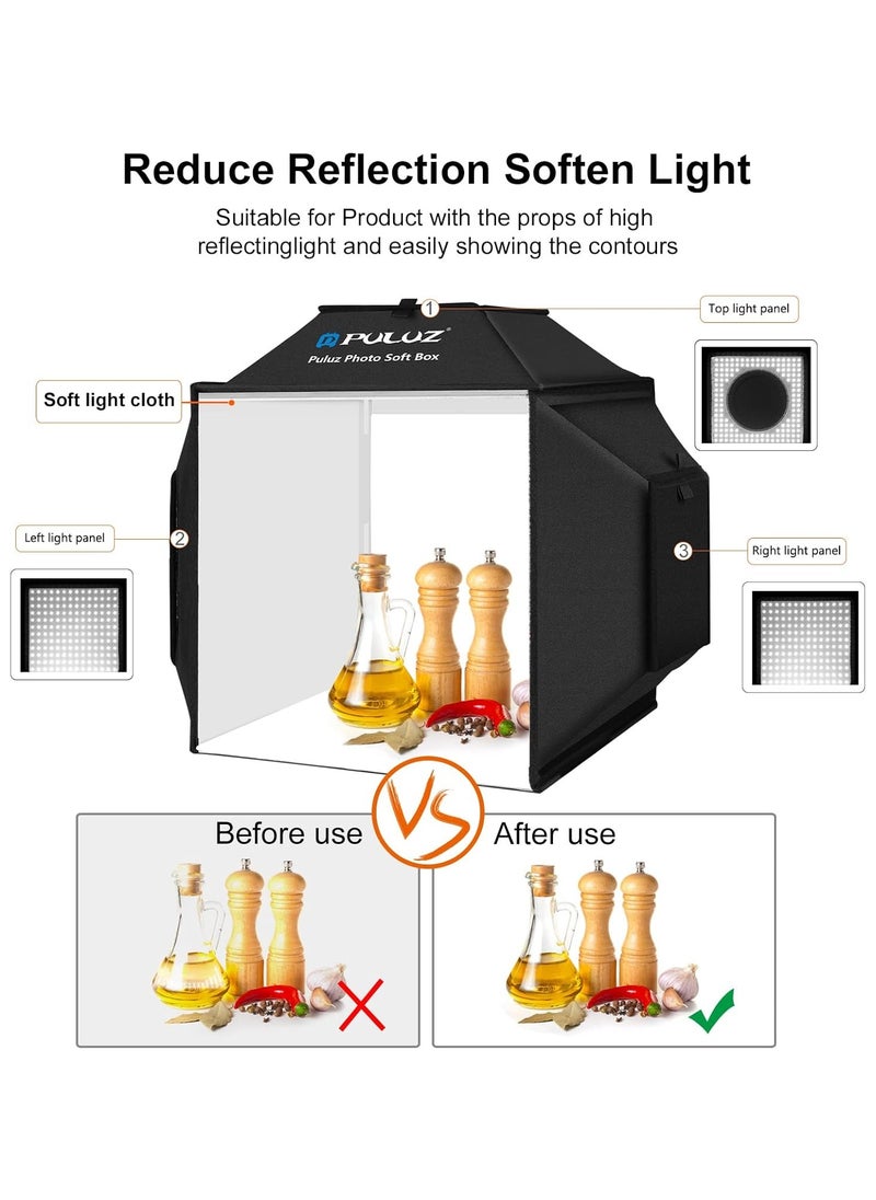 PULUZ - PULUZ Upgraded Photo Studio Soft Light Box Photography 40x40cm 16"x16" Professional product Shooting Tent with 480 LED Light Beads and 4 Colors PVC Backdrops - Image 1