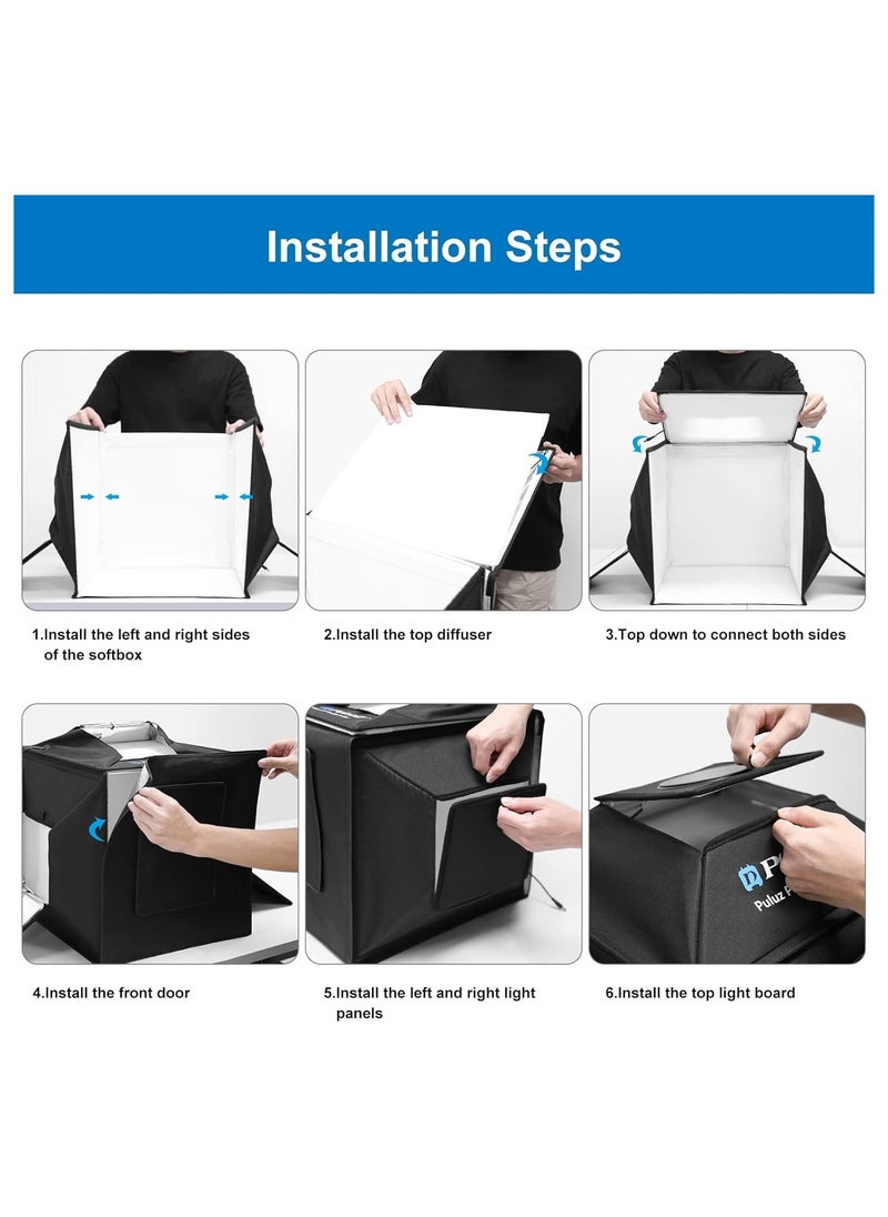 PULUZ - PULUZ Upgraded Photo Studio Soft Light Box Photography 40x40cm 16"x16" Professional product Shooting Tent with 480 LED Light Beads and 4 Colors PVC Backdrops - Image 1