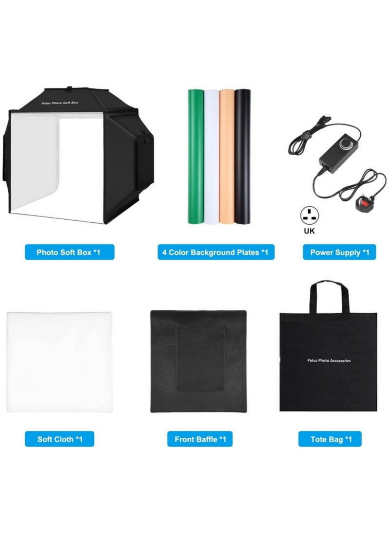 PULUZ - PULUZ Upgraded Photo Studio Soft Light Box Photography 40x40cm 16"x16" Professional product Shooting Tent with 480 LED Light Beads and 4 Colors PVC Backdrops - Image 1