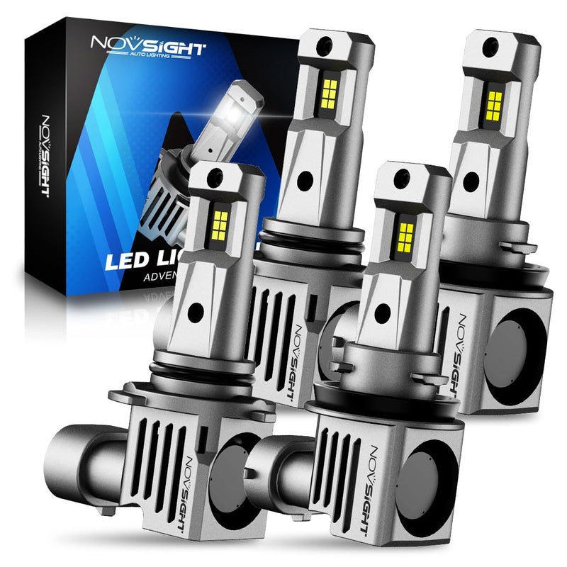 NOVSIGHT H11 9005 LED Light Bulbs 60000LM Brighter 6500K Cool White High and Low Beam Light Bulbs 11 Design Plug and Play Automotive H8 H9 HB3 Fog Lights Combo Kit - Image 2