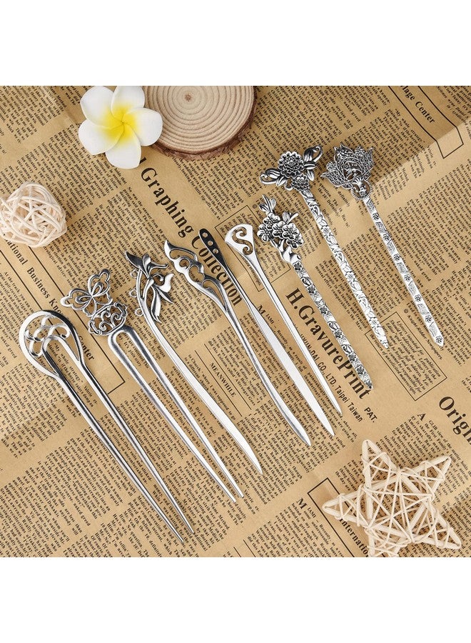 Tuparka 18 Pcs Silver Hair Sticks Vintage Hair Pins Chinese Women Hair Chopsticks Pins Retro Vintage Decorative For Hair Diy Accessory（9 Design） - Image 3