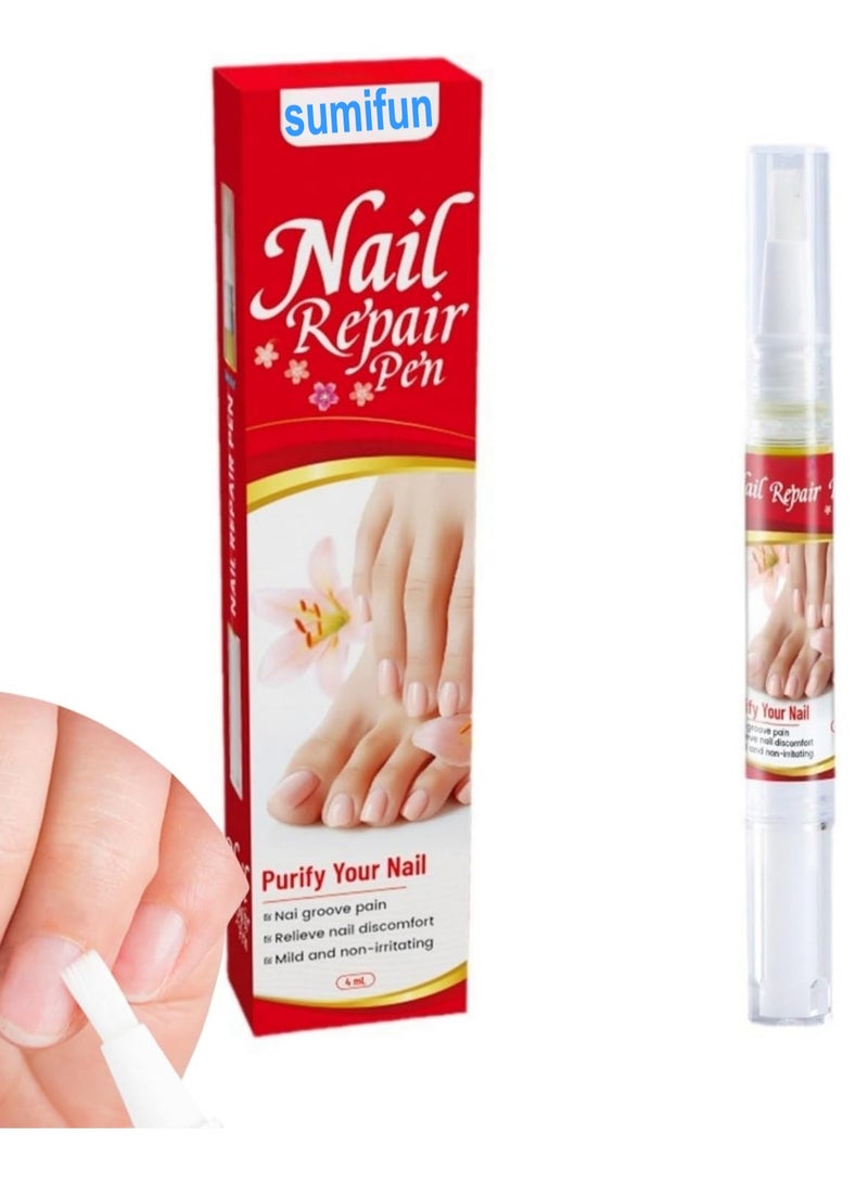Sumifun Nail Repair Pen 4ml Antifungal Solution for Nail Repair, Targets Discoloration Gray & Black Nails, Antibacterial Pen for Nail Care, Enhances Nail Thickness & Cleanliness, Restores Healthy Nail - Image 1