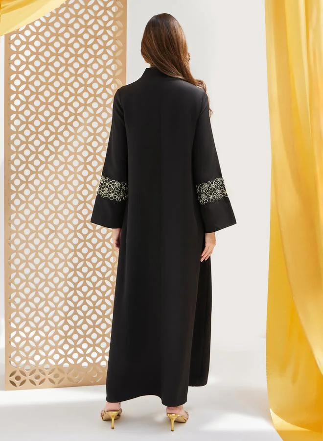 Styli Lace Detail V Neck A-Line Jalabiya