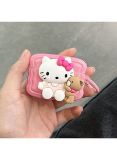 Three-dimensional Cute Cartoon For AirPods 3 Protective Shell 1/2/3 Generation Wireless Bluetooth Headset Cover Pro2 Japan And South Korea-Color:Hello Kitty + Hook-Model:Airpods Pro2