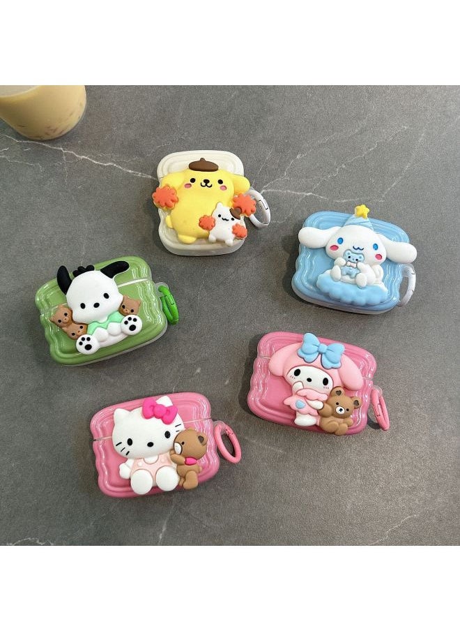 Generic - Three-dimensional Cute Cartoon For AirPods 3 Protective Shell 1/2/3 Generation Wireless Bluetooth Headset Cover Pro2 Japan And South Korea-Color:Hello Kitty + Hook-Model:Airpods Pro2 - Image 1