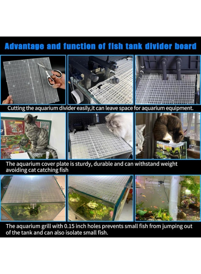 SYOSI 4 Pcs Adjustable Aquarium Divider, Fish Tank Grid Panel with 0.15 Inch Holes, DIY Egg Crate Tray for Tank Bottom Filter, Fish Isolation, Habitat Customization, Reptile Enclosure Organization (White) - Image 2