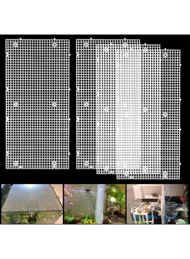 SYOSI 4 Pcs Adjustable Aquarium Divider, Fish Tank Grid Panel with 0.15 Inch Holes, DIY Egg Crate Tray for Tank Bottom Filter, Fish Isolation, Habitat Customization, Reptile Enclosure Organization (White) - Image 1