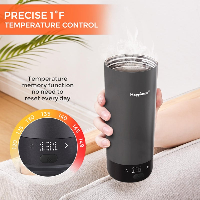 Happiness Self-Heating Travel Mug 20oz,Smart Rechargeable Electric Temperature Control Heated Coffee Cup - Image 2