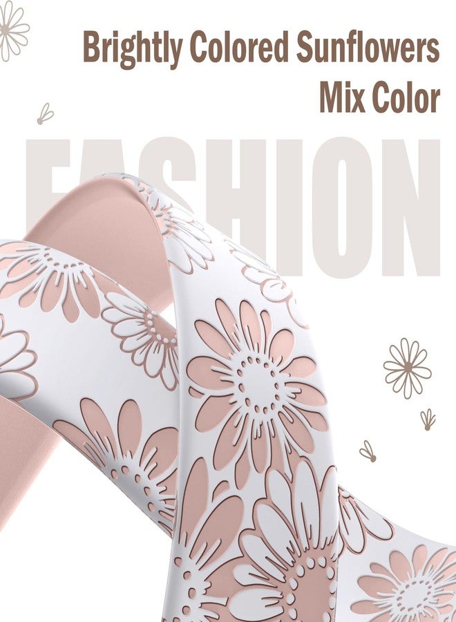 DaQin Floral Engraved Band Compatible with Apple Watch Band 38mm 40mm 41mm 42mm 44mm 45mm 49mm Women,Cute Flower Soft Silicone Sport Strap for iWatch Bands Series 9 8 7 6 5 4 3 2 1 Ultra SE,White/Pink - Image 3