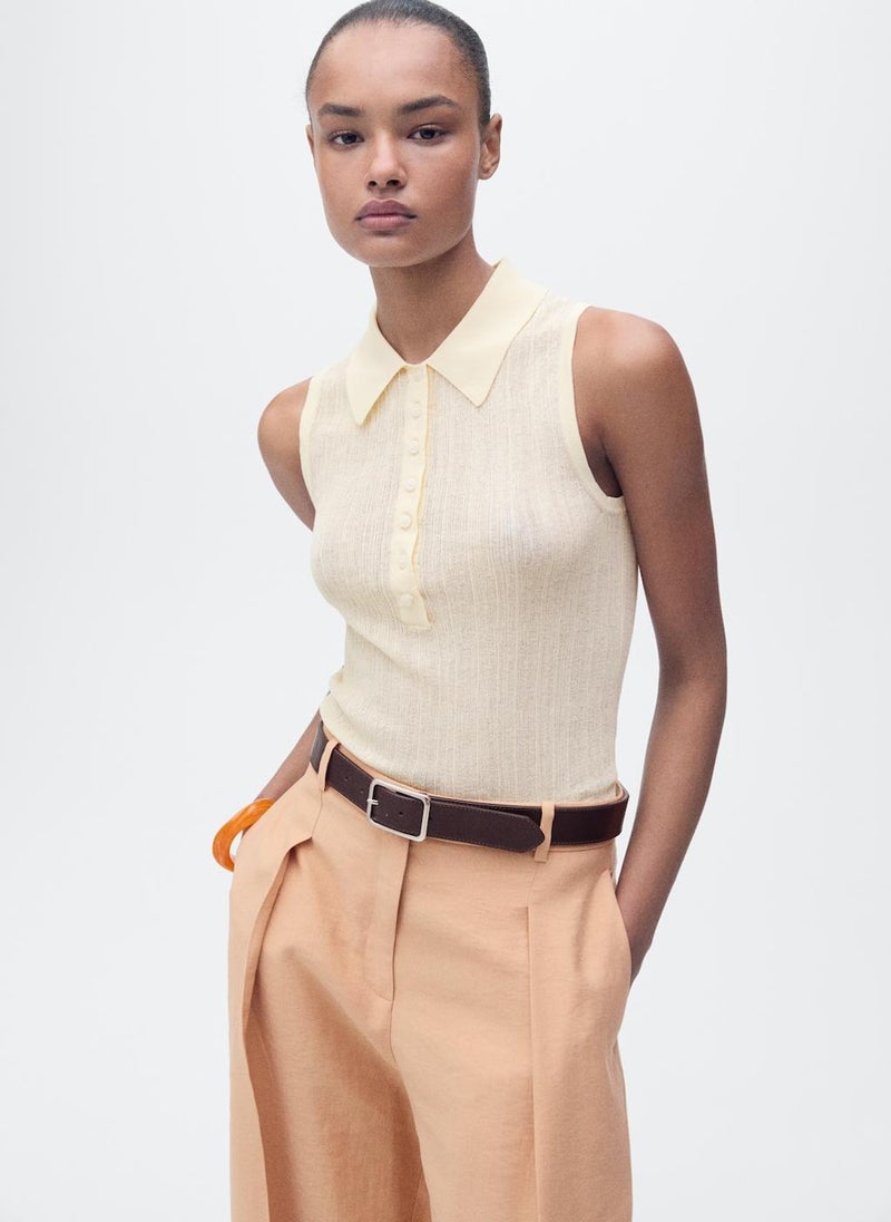 MANGO - Polo-Neck Knitted Top - Image 1