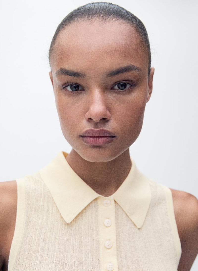 MANGO - Polo-Neck Knitted Top - Image 1