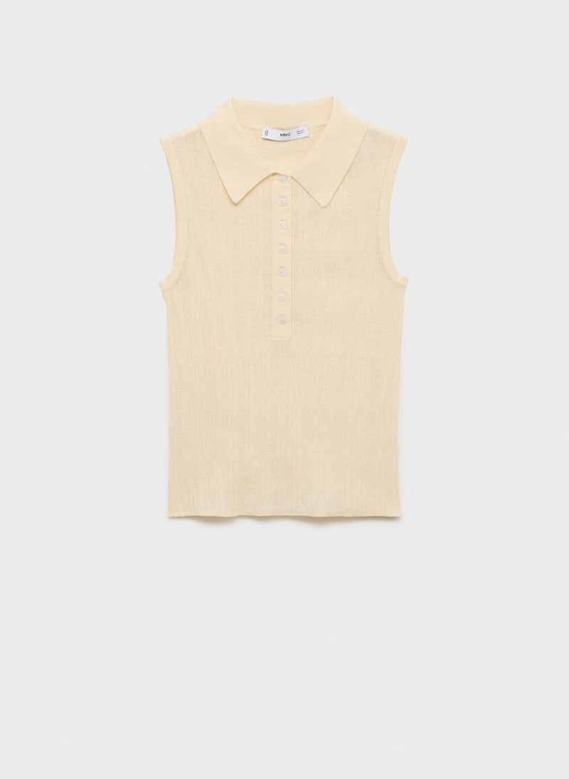 MANGO - Polo-Neck Knitted Top - Image 1