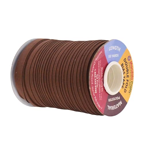 Mandala Crafts 55 Yards 1/2 Inch Brown Double Fold Bias Tape for Sewing - Bias Binding Tape for Quilting Binding, Hemming, Seam, and Fabric Piping - Image 2