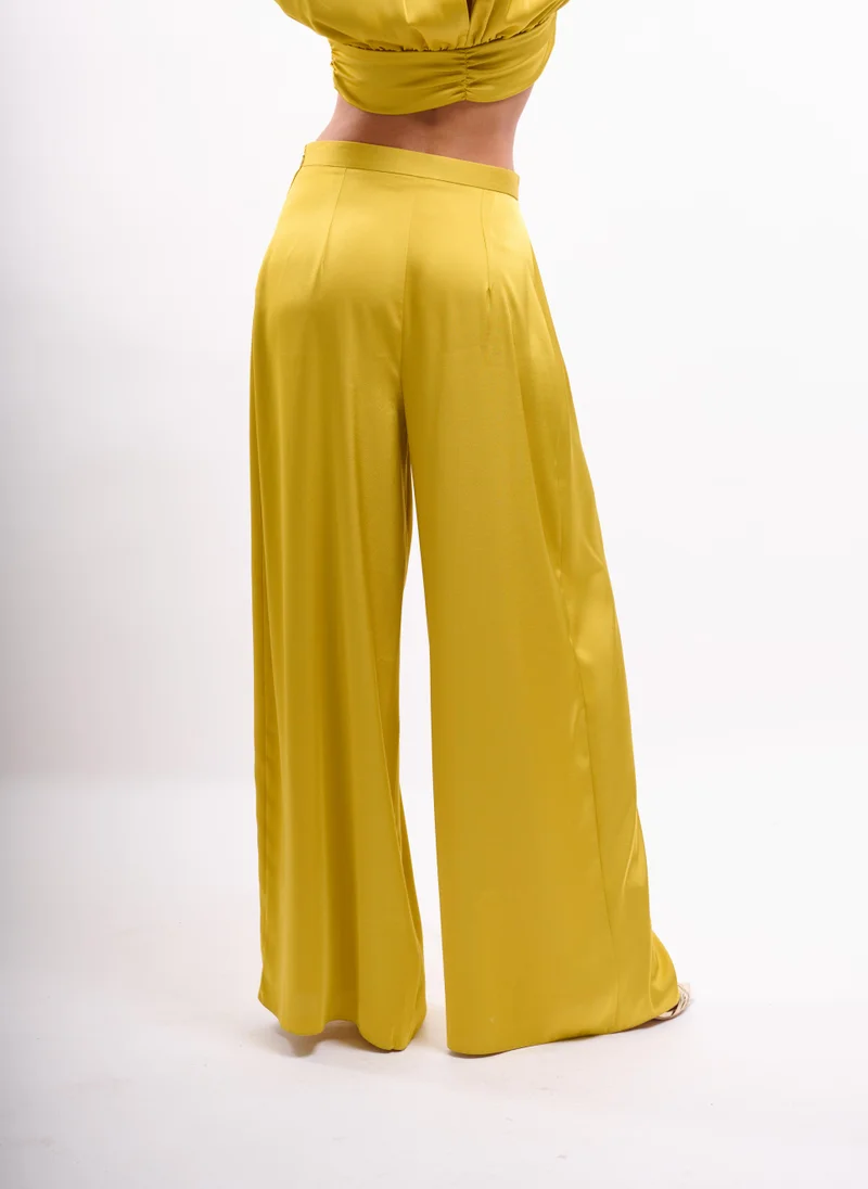 Faia Chartreuse Satin Palazzo Trouser Co-ord in Chartreuse for Women | Best Price UAE