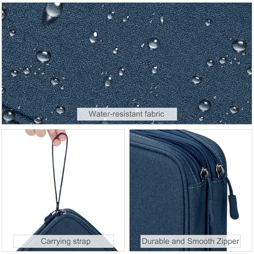 FYY Electronic Organizer, Extra Large Travel Cable Organizer Bag Pouch Portable Waterproof Double Layers All-in-One Storage Bag for iPad, Cable, Power Bank, Laptop Charger for Office/Home, Navy - Image 4
